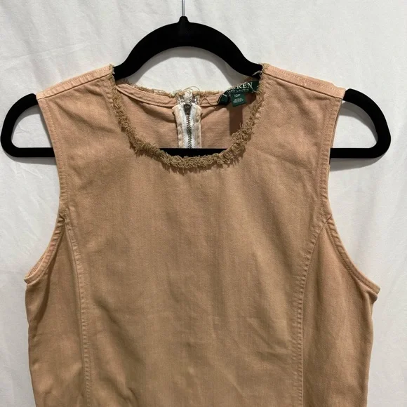 Lauren Ralph Lauren Sleeveless Sheath Dress 10P Tan Casual Workwear Minimalist - Picture 4 of 11